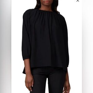 Rochas Black Camica Penny Keyhole Back Women 38/8/Medium Quarter Sleeve Blouse